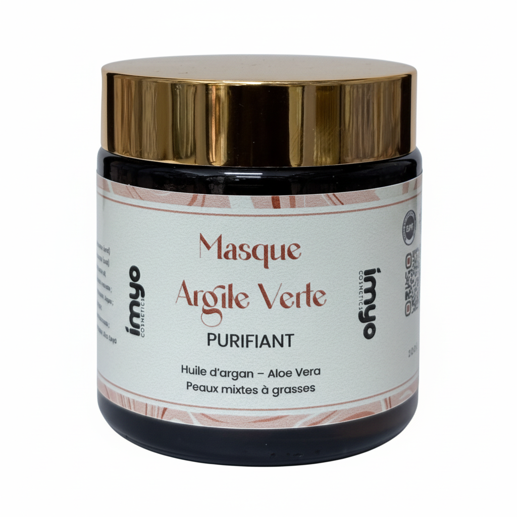 قناع الطين الأخضر بزيت الأركان والألوفيرا – Masque Argile Verte Purifiant