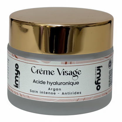 كريم الوجه بحمض الهيالورونيك وزيت الأركان / Crème Visage à l’Acide Hyaluronique & Argan
