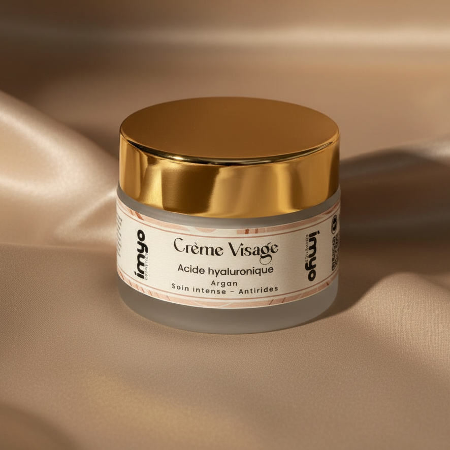 كريم الوجه بحمض الهيالورونيك وزيت الأركان / Crème Visage à l’Acide Hyaluronique & Argan